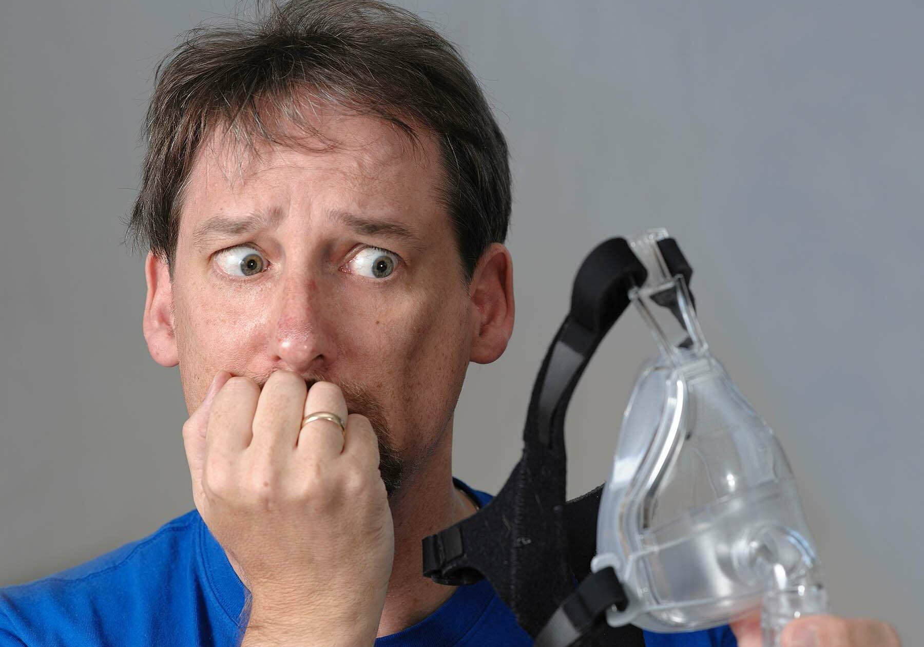 Man is worried about using CPAP mask